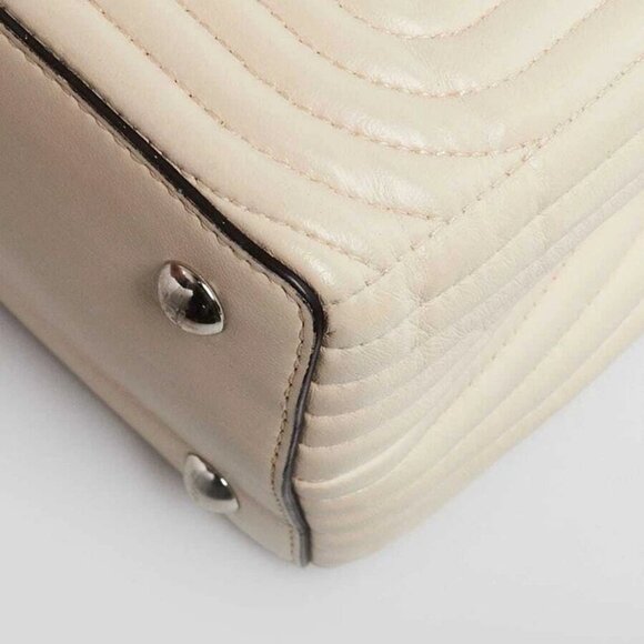 Fendi White Quilted Lambskin Leather Dotcom Click Small Shoulder Bag - 8BN299 - Picture 5 of 12